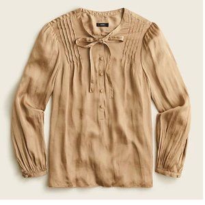J Crew featherweight satin tie-neck blouse